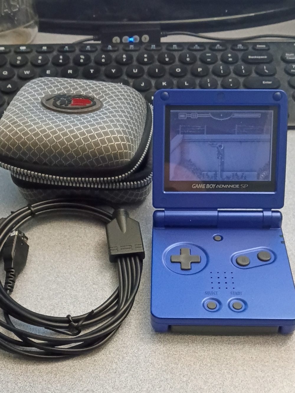 Nintendo Game Boy Advance SP - Metallic Blue Handheld with Case & Charger